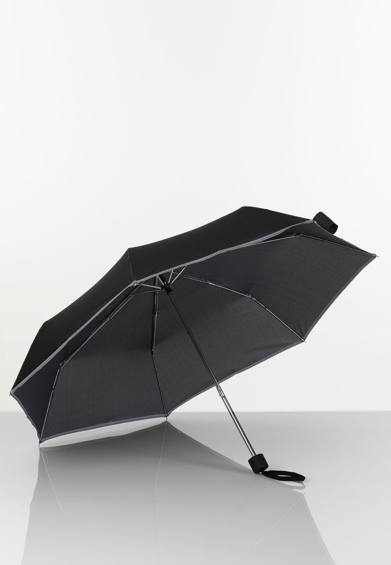Edullinen kokoontaitettava Muumi Puutarha sateenvarjo 3M heijastavalla reunalla musta 1D