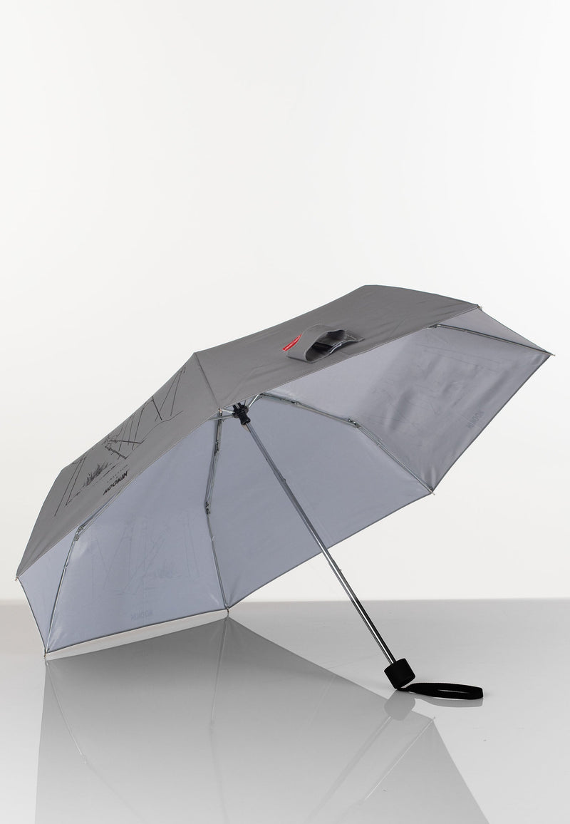 Edullinen kokoontaitettava Muumi Puutarha sateenvarjo 3M heijastava tikapuut harmaa 1D