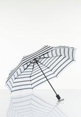 Lasessorrain-Kestävä kokoontaitettava sateenvarjo - 8775-Valkoinen mustilla raidoilla ja teräskehikolla-Sivusta
