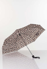 Edullinen kokoontaitettava sateenvarjo beige pantterikuosi 1D