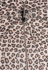 Edullinen kokoontaitettava sateenvarjo beige pantterikuosi 6G