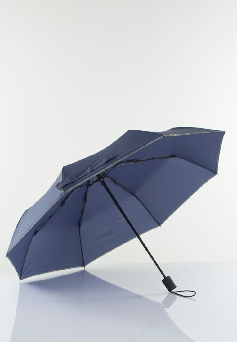 Lasessorrain-Kestävä kokoontaitettava sateenvarjo heijastavalla reunalla - 8775R-Tummansininen-Sivusta