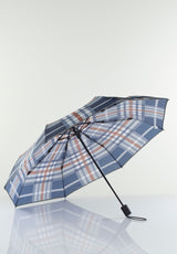 Lasessorrain-Kestävä kokoontaitettava sateenvarjo heijastavalla reunalla - 8775R-Navy ruutukuosi-Sivusta