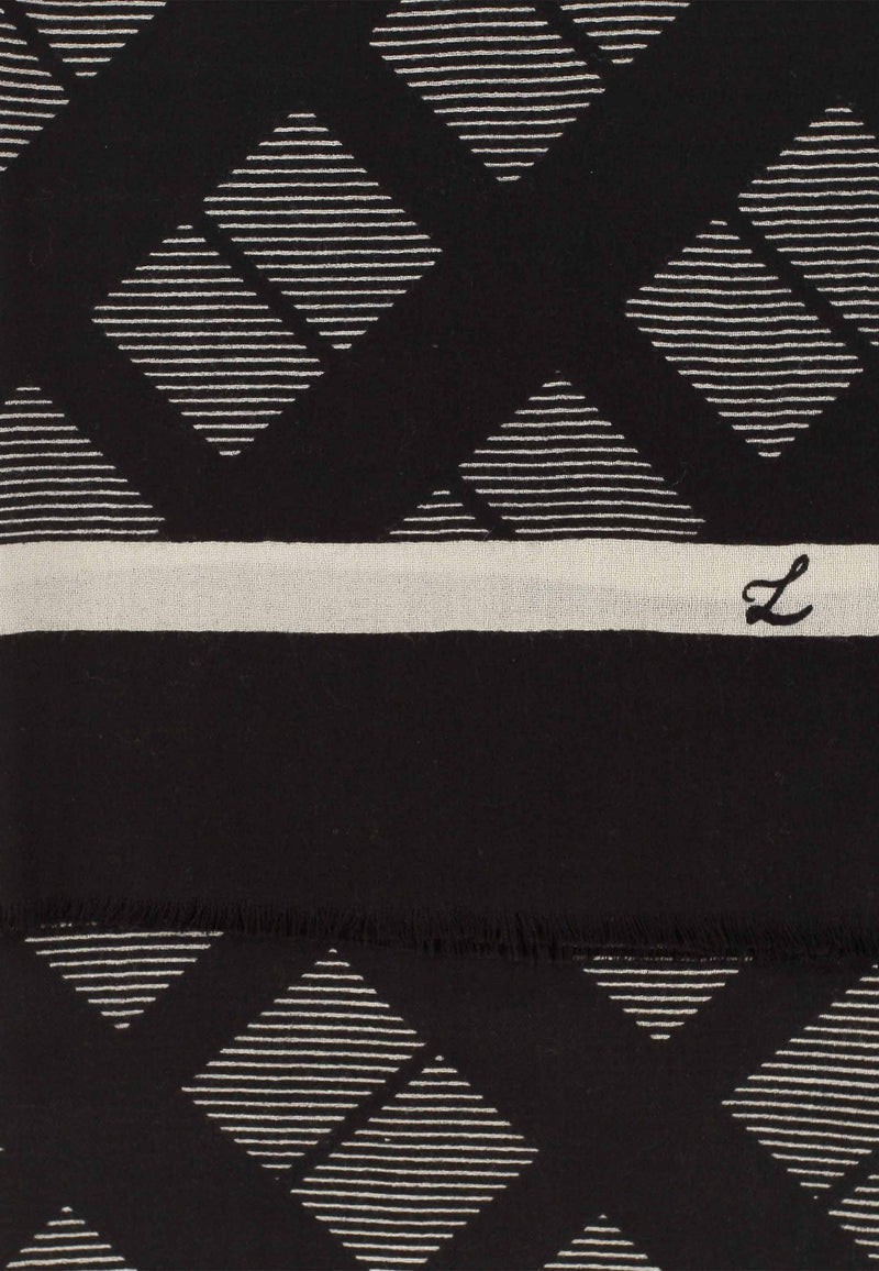 Leighton-pitkä villahuivi mustavalkoinen kuosikuva