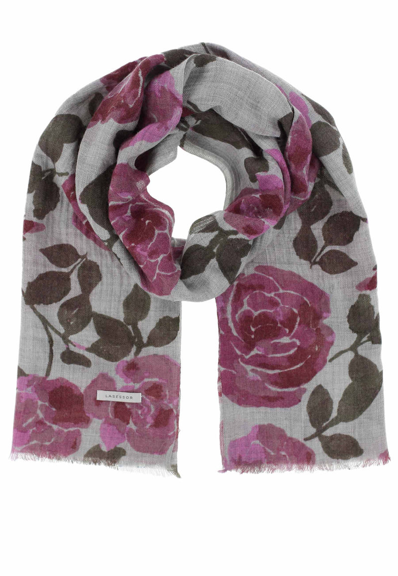 Misty Rosette wool scarf