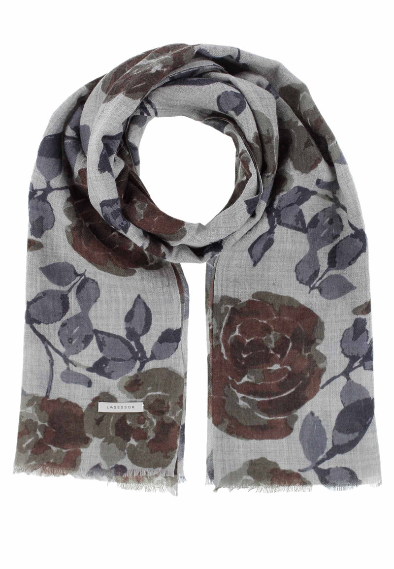 Misty Rosette wool scarf